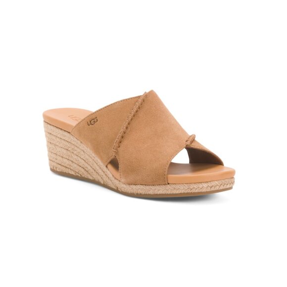 UGG Chestnut Suede Taia Wedge Slides - Picture 2 of 2